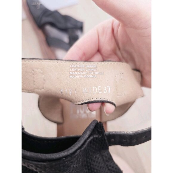 Miz Mooz Fifi Black Leather Peep Open Toe Gladiator Sandals Shoes 37 7 Wide Stud - Picture 10 of 10